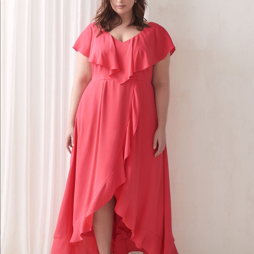 ADDITION ELLE PENNINGTONS Faux Wrap Maxi Ruffle trim Dress size 10 wedding guest